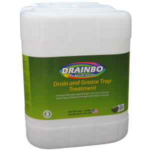 An image of Drainbo's All Natural Drain Cleaner and Grease Trap Treatment in 5 gallons