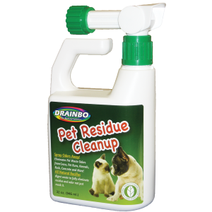 An image of Drainbo's 32oz All Natural Pet Residue Cleanup spray bottle