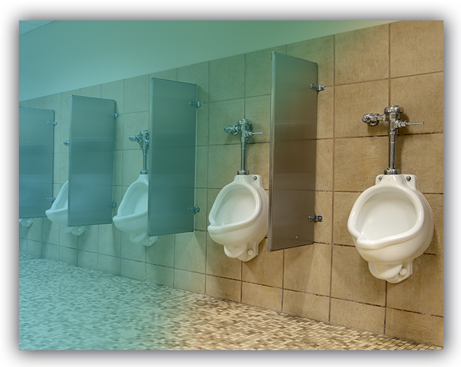 An image of Drainbo's urinal block and screen